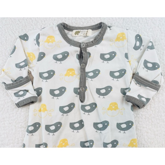 MONICA & ANDY • White/Grey/Yellow Baby Chick Print Sleeper Gown - Picture 7 of 16